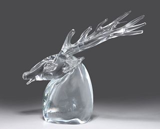 Crystal Glass Stag Bust