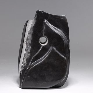 Warren Arnold Abstract Black Stone Sculpture