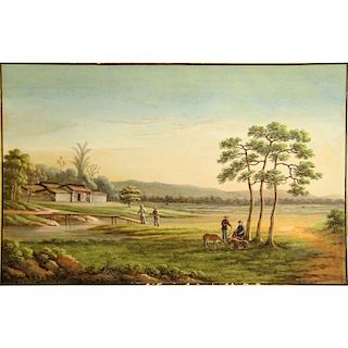 19th Century English School Watercolor "Homestead"
