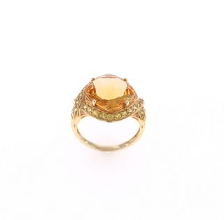 Citrine Yellow Sapphire & 10k Yellow Gold Ring