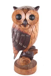 Original Hand Carved Owl Statue c. 20th Century