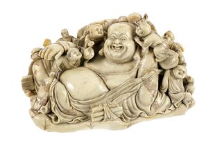 Hand Carved & Etched Jadeite Buddha Sculpture
