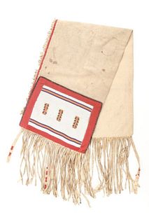 19th C. Sioux Beaded Hide Fringes Saddle Bags