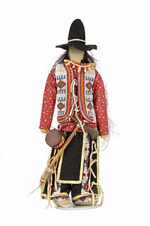 Crow Indian Exquisitely Beaded Doll w/ Tomahawk