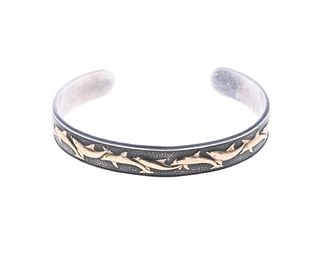 Kabana 14K Gold Sterling Silver Dolphin Cuff