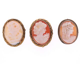 C1890 Cameo Carved Shell 12k GF Portrait Brooch's