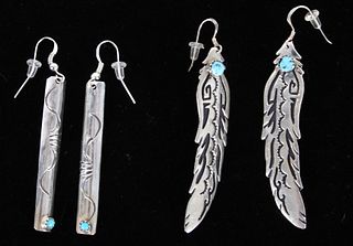 Navajo T&R Singer Sterling Silver Dangle Earrings