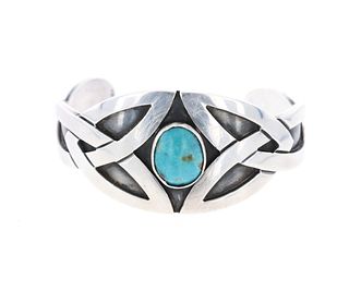 Celtic Trinity .950 Silver Turquoise Bracelet