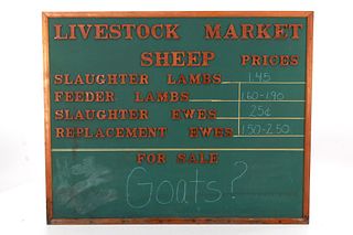 Livestock Market Prices Chalkboard c. Mid 1900s