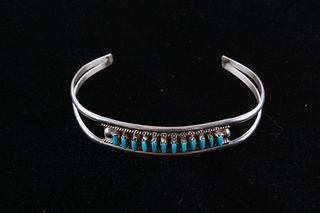 Zuni Sterling Silver Kingman Turquoise Bracelet