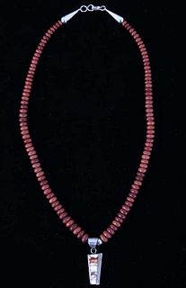 Navajo Steve Francisco Silver & Catlinite Necklace