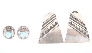 Navajo T Singer Sterling Silver & Larimar Earrings