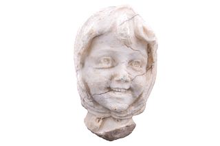 19th C. Alabaster Sculpture Gypsy Woman Bust