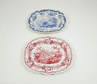 (2) English Pearlware Platters, 19th C.