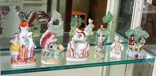 (6) Staffordshire Spill Vases and Figures.