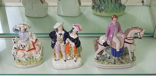 (3) Staffordshire Pottery Figures.