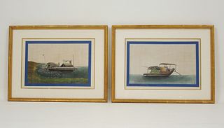 Pair of Chinese Export Watercolor Paintings.