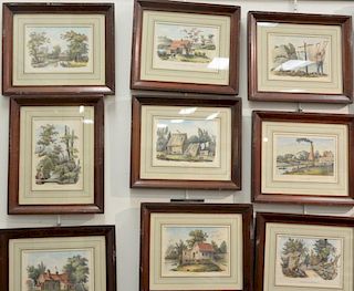 Group of fourteen hand colored lithographs from Connecticut and Massachusetts including Andover Mass, Norwich Railroad, Durham, Quin...