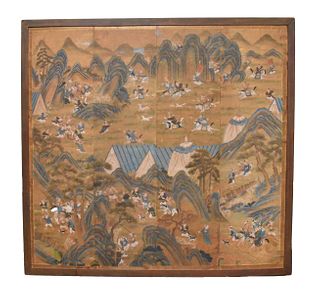 Large Chinese Painting of Hunting Scene,18/19th C.