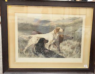 Two colored dog engravings "The First Taste" with puppies playing by Alfred Lucas and "unity" with three dogs. 23" x 32 1/4" & 28 1/...