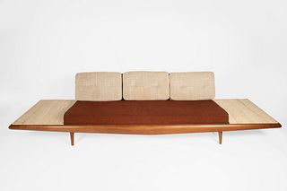 Adrian Pearsall, Model 889-S Floating Sofa with Built-In Travertine End Tables, ca. 1950
