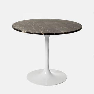 Mid Century Modern Italian Black Marble + Aluminum Tulip Pedestal Table, after Eero Saarinen