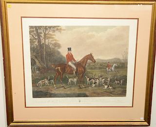Two large framed fox hunt pieces, "John Mytton Esquire Halston Jalop" engraved by W. Giller and "Herring's Fox Hunting Scenes" "The ...