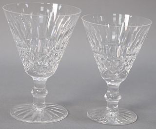 Set of waterford crystal stems in two sizes, seven large red wine stems and 8 smaller white wine. ht. 5" & 5 1/2".