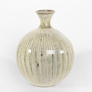 Off White and Green Wide Vase, 1985
