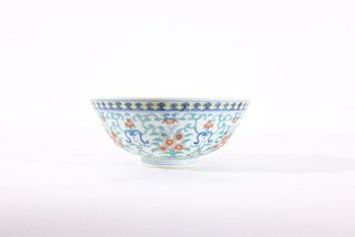 Chinese Doucai Floral Bouquet Bowl, Marked