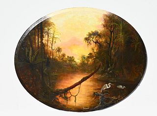 Oval Florida Painting, 20th Century