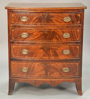 Custom mahogany diminutive four drawer chest. ht. 32", wd. 27 1/2", dp. 18"