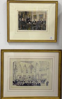 Group of eight engravings and lithographs including Old Methodist Church, Smith Pinx; Shall There be a "Greater New York?" lithograp...