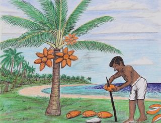 Amram Enos (B. 1950) "Tobolar Coconut Tree"