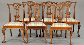 Set of six Mahogany ball and claw foot side chairs.