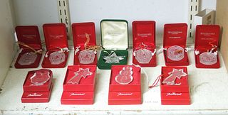 Group of (11) Baccarat & Waterford Christmas Ornaments.