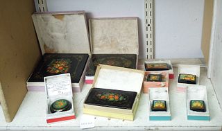 (9) Mstera Russian Lacquer Boxes.