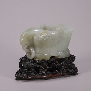 A jade phoenix bird water pot