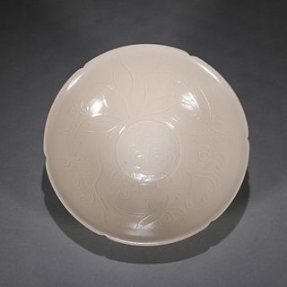 A flower carved Ding kiln porcelain bowl