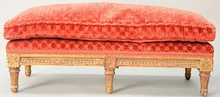 Small Louis XVI French style six leg stool. ht. 9", lg. 23", dp. 8"