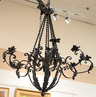 Iron candelabra chandelier. ht. 42 in.