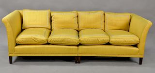 Yellow two-part sofa.