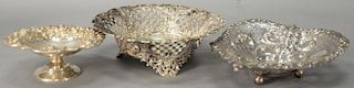 Three sterling silver reticulated dishes. dia. 9" & 6 1/2", 23.1 t oz.