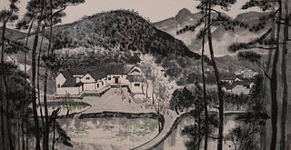 A Chinese landscape painting, Wu Guanzhong mark
