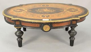Renaissance Revival table attributed to Pottier & Stymus with brass mounts, cut down. ht. 18", top: 31" x 47"