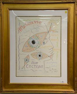 Jean Cocteau (1889-1963) colored lithograph "Matarasso Exposition" marked lower right du 27 Septembre au 31 Octobre Jean Cocteau 195...