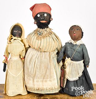 Three Black Americana bottle dolls, late 19th c.,