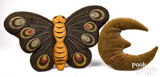 Large felt butterfly cushion, 19th c.