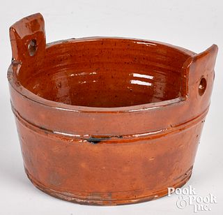 Pennsylvania redware butter tub, 19th c.