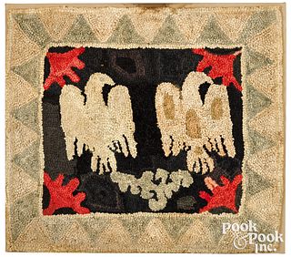 American hooked rug with eagles, late 19th c.